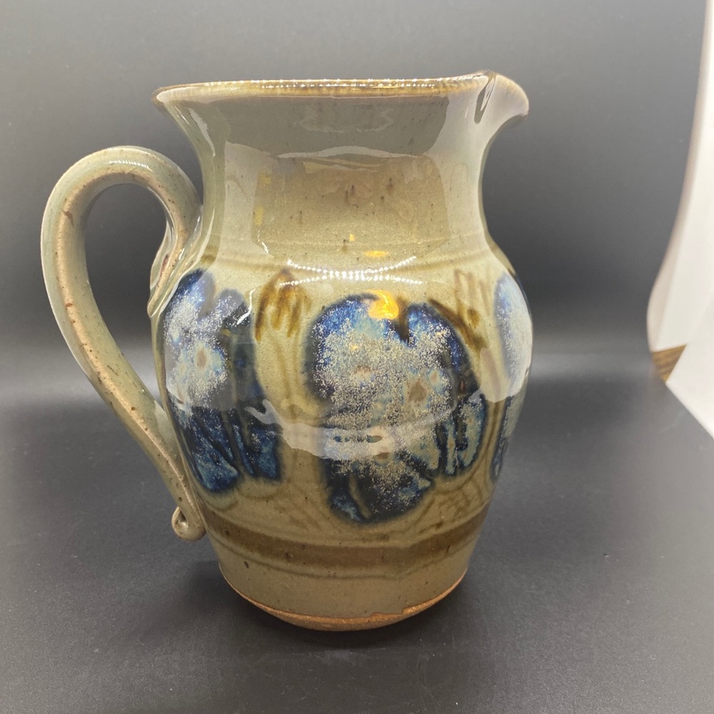 Handmade Pitcher 7" with Braided Handle‎ in Blue Ridge Glaze #269